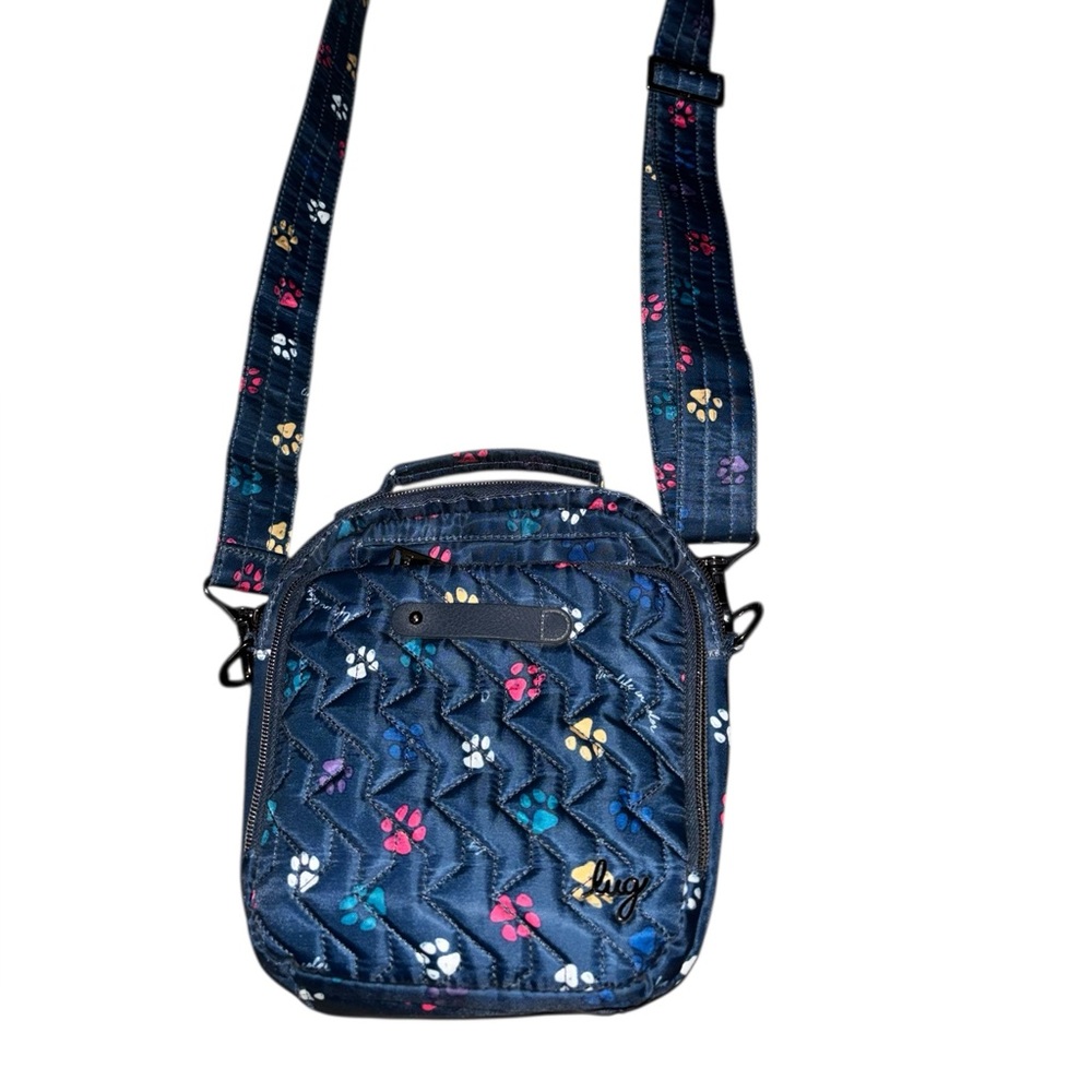 Lug Skeeter Paw Prints navy Blue Crossbody Bag